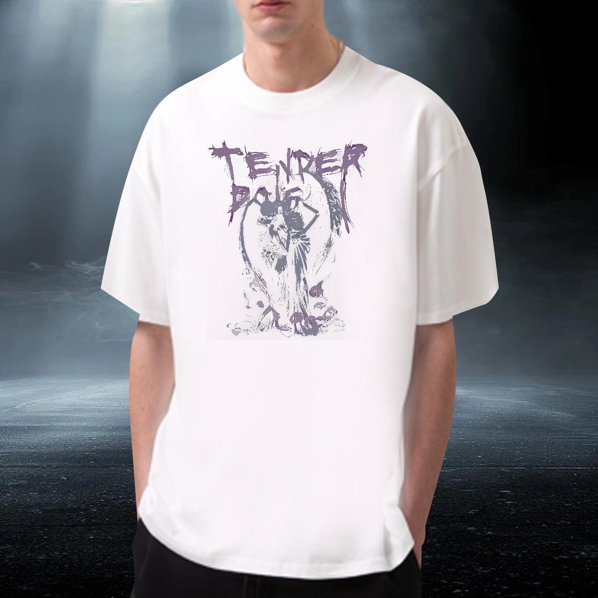 Soft Tshirts High Street Hip Hop 230g Cotton Black Oversized Breathable Short Sleeve skull T-Shirts 2024 DIY Top Tees