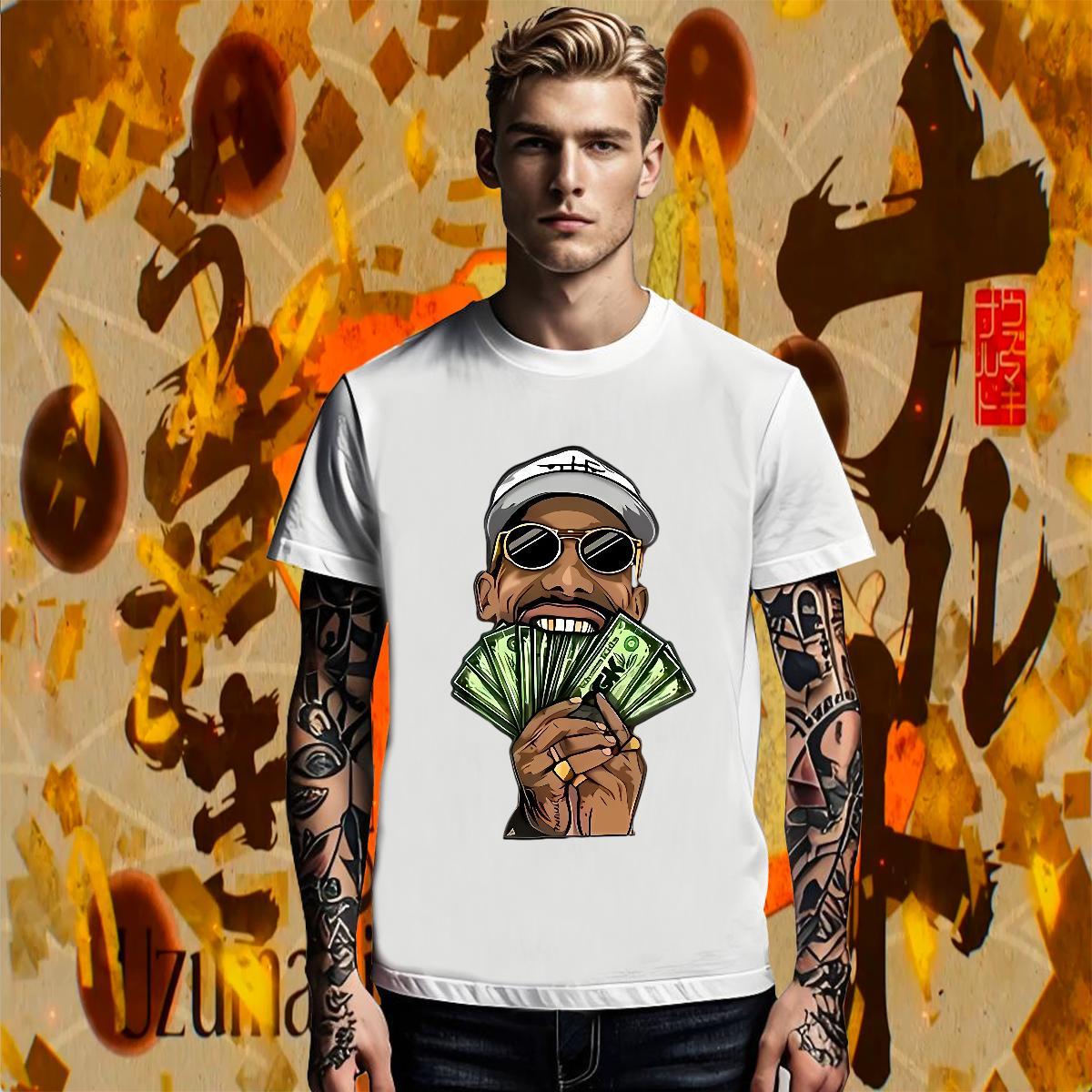 Soft Men Tees Hip Hop Street 230g 100% Cotton DIY Anime Crew Neck money T Shirts Men Designer Fashion Clothings