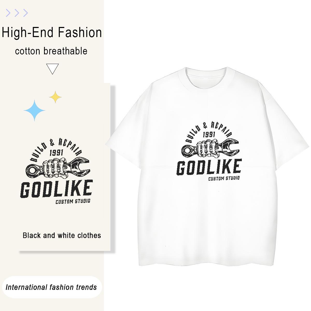 Loose Men Tops Tees Casual Daily Wear 100% Cotton 230g DIY Round Neck Short Sleeve tool Man T Shirts Fashion Designer Tee Shirt