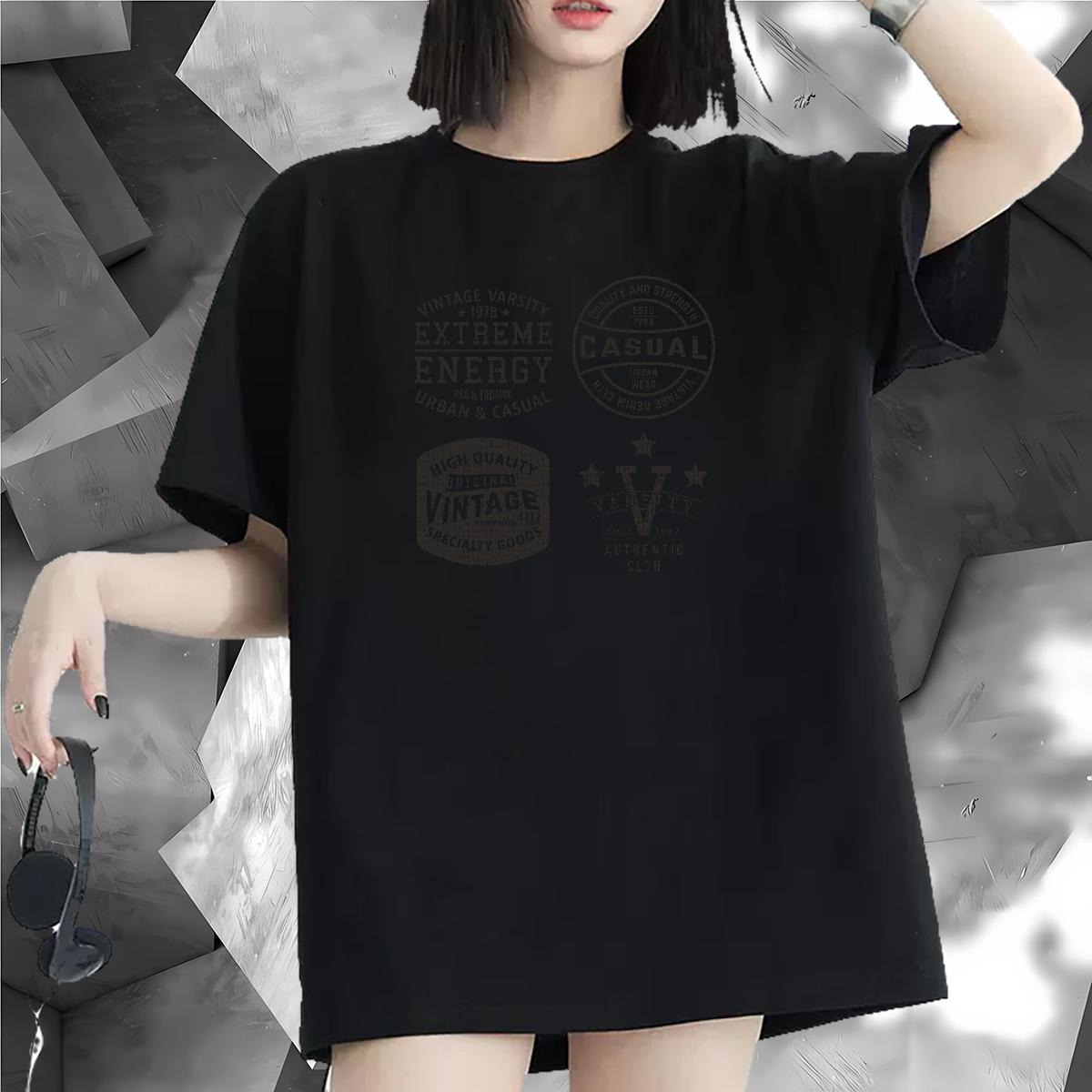 Loose Couples T Shirts 100% Cotton 230g letter Summer Casual T-Shirts Breathable Short Sleeve DIY Logo Tops