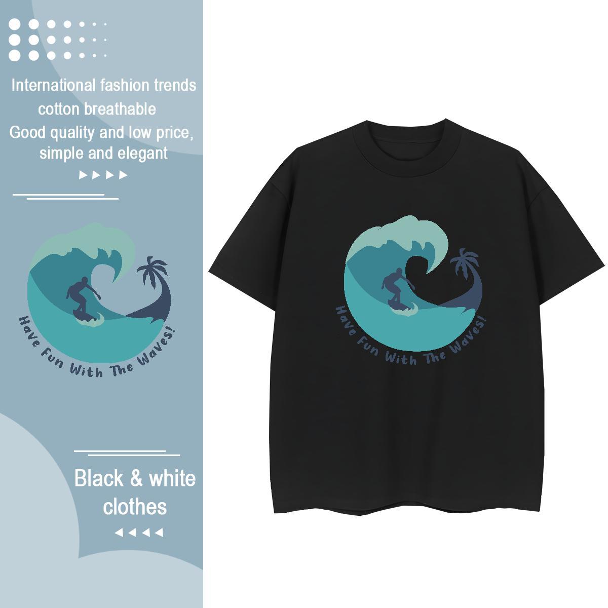 Designer Nice Womens Tshirts 230g 100% Cotton wave Daily Outfit Women T Shirts Breathable Short Sleeve Anime Print Wear