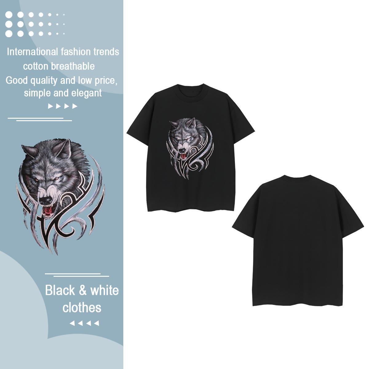 2024 DIY T-Shirts for Women Breathable Soft 230g Pure Cotton Women Tees DIY Anime wolf Daily Outfit Popular Tops Shirt