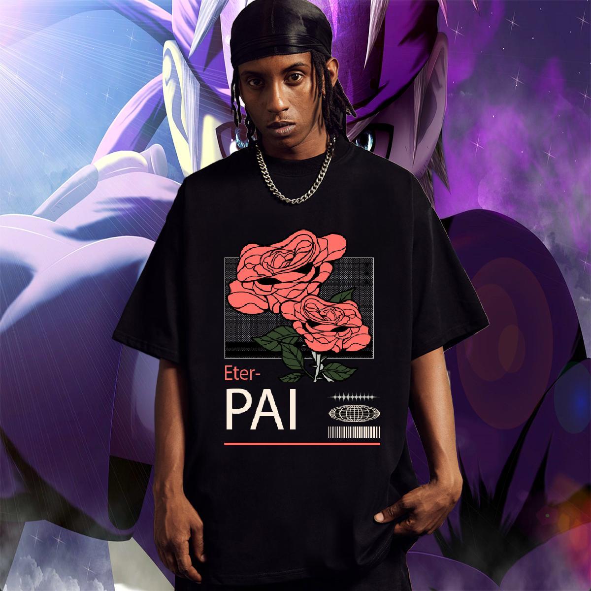 High Quality Men Tops Tees Anime Printing Street 230g Pure Cotton Custom Cartoon Breathable Crew Neck flower Mens T Shirts DIY Tee Shirt