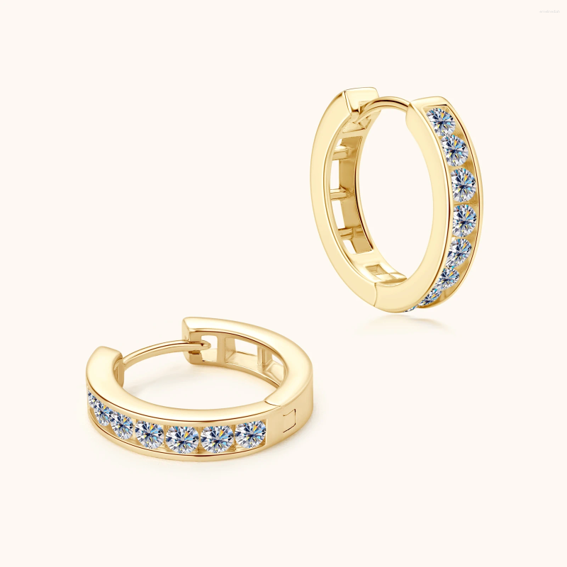 Hoop Earrings 14K Gold Plated For Women 2.5mm Moissanite Diamond Certified 925 Silver Hypoallergenic Studs Piercing Jewelry