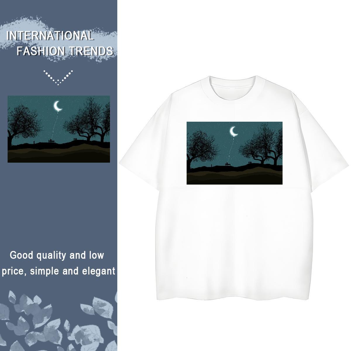 Brand T-Shirts O-Neck Short Sleeve 230g 100% Cotton Woman Tshirt Anime tree Home Outdoor 5A Clothes