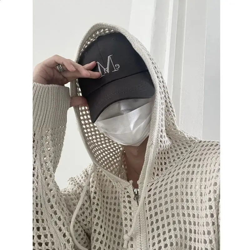 Knitted Zipper Mens Sweater Large Size Summer Cardigan Clothing Hoodie Spring Collection 240821