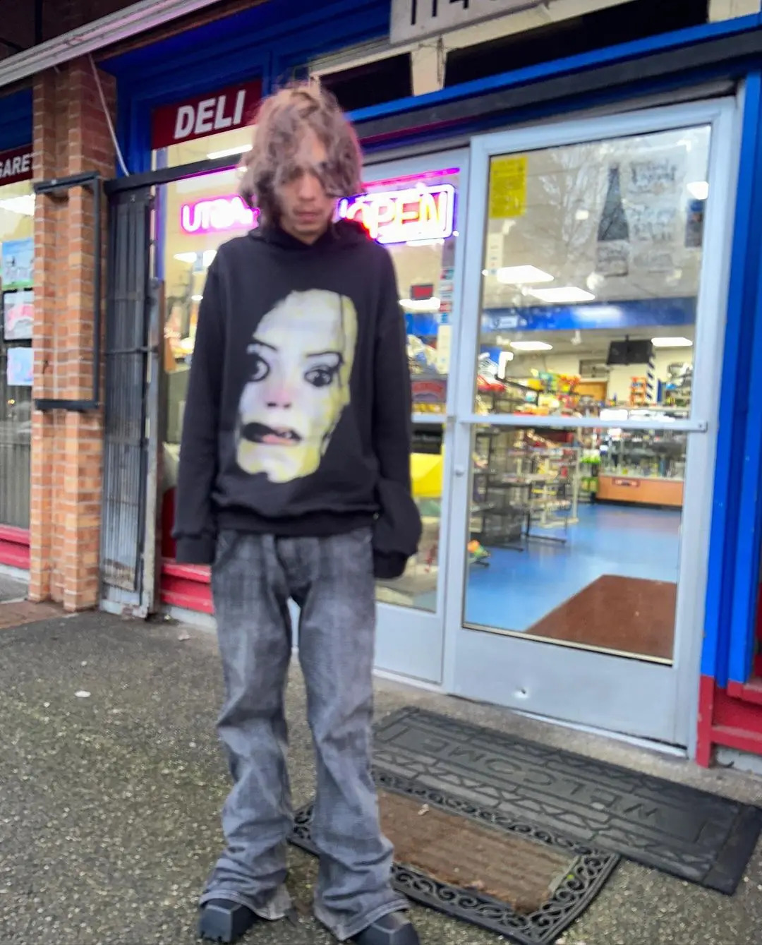 Harajuku Crazy print Hoodie Oversized Goth Streetwear Tops Grunge Hoodies Women Couples Sweatshirt Gothic Y2k Clothes 240822