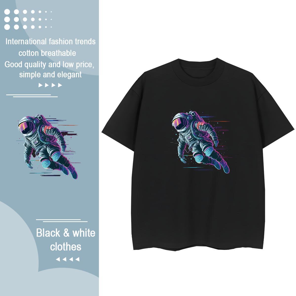 Nice Women Tees 100% Cotton 230g cosmonaut Hip Hop Street Woman T Shirts Breathable Crew Neck DIY Printed Wear