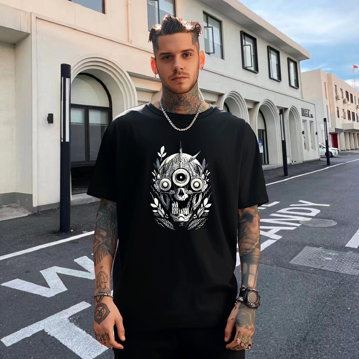 Soft T-Shirts 100% Cotton 230g skull Street Wear Skull Breathable Men Tees Custom Tops Tees