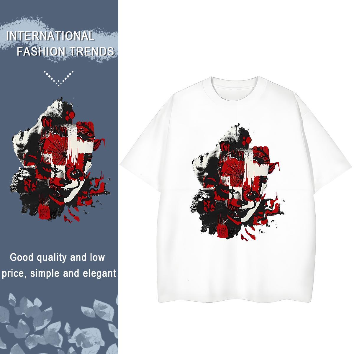Stylist Men Clothes T-Shirt 230g Pure Cotton Daily Outfit scary O Neck Short Sleeves T-Shirts Free Shipping Customized Tops Shirt
