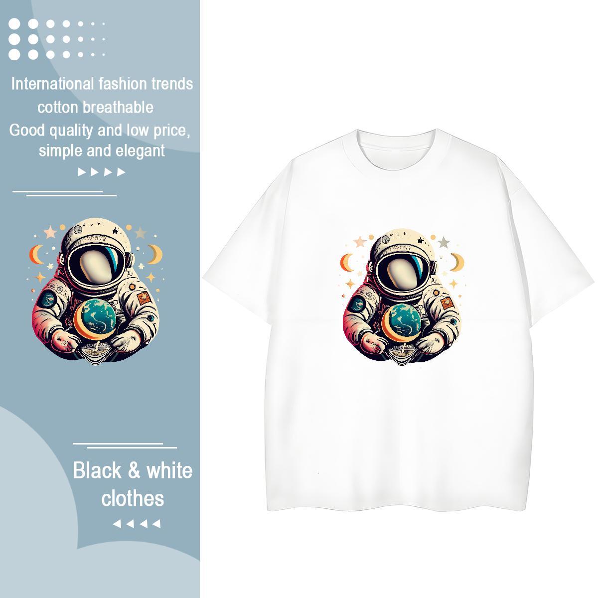 Brand T Shirt For Woman O-Neck Short Sleeve 230g Pure Cotton Women Tshirts Custom Printing spaceman Daily Outfit Free Shipping Tees