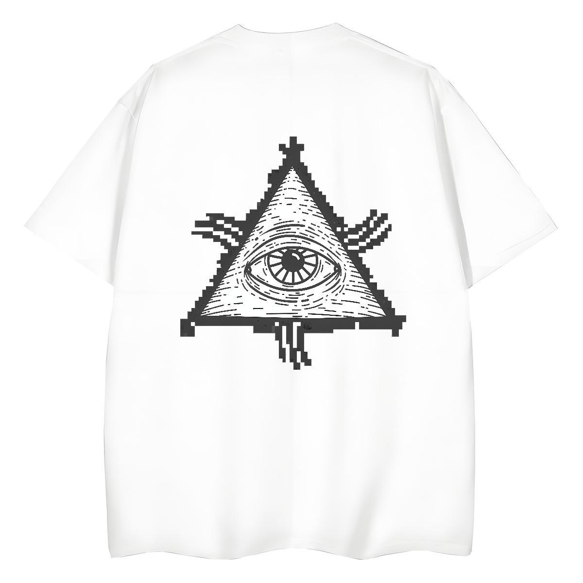 2024 Casual T-Shirts 230g Cotton Short sleeve Soft Street Casual eye of the devil Woman Tshirt Popular Cartoon Floral Printing Top Tees