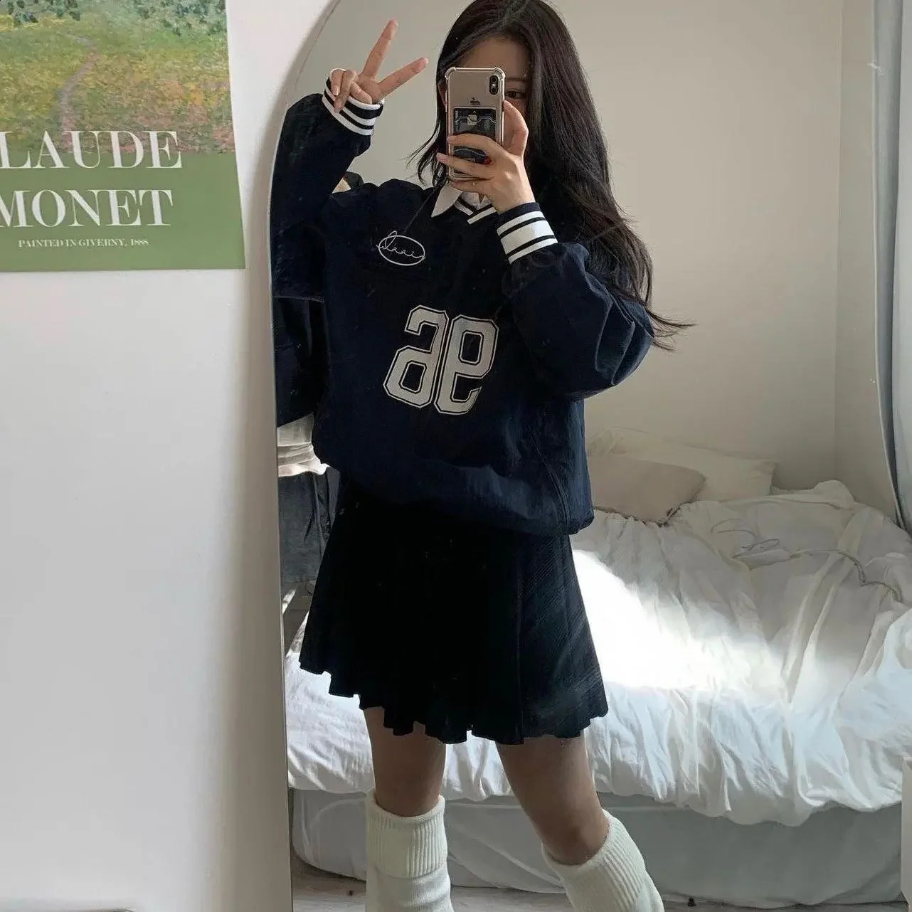 Womens Y2k Sweatshirt Autumn Fashion Trend Hip Hop Vneck Long Sleeve Casual Loose Jacket 240821