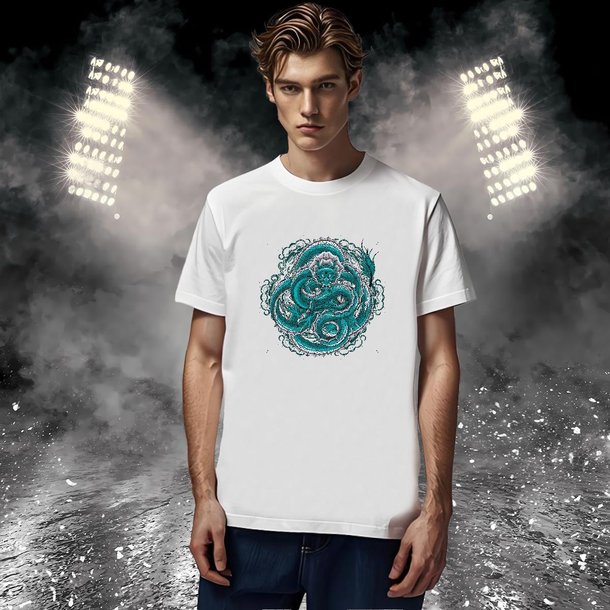 Cool Design dragon T shirt Casual Beach Tshirts 230g 100% Cotton Fashion Breathable Crew Neck Floral Print Tops Shirt