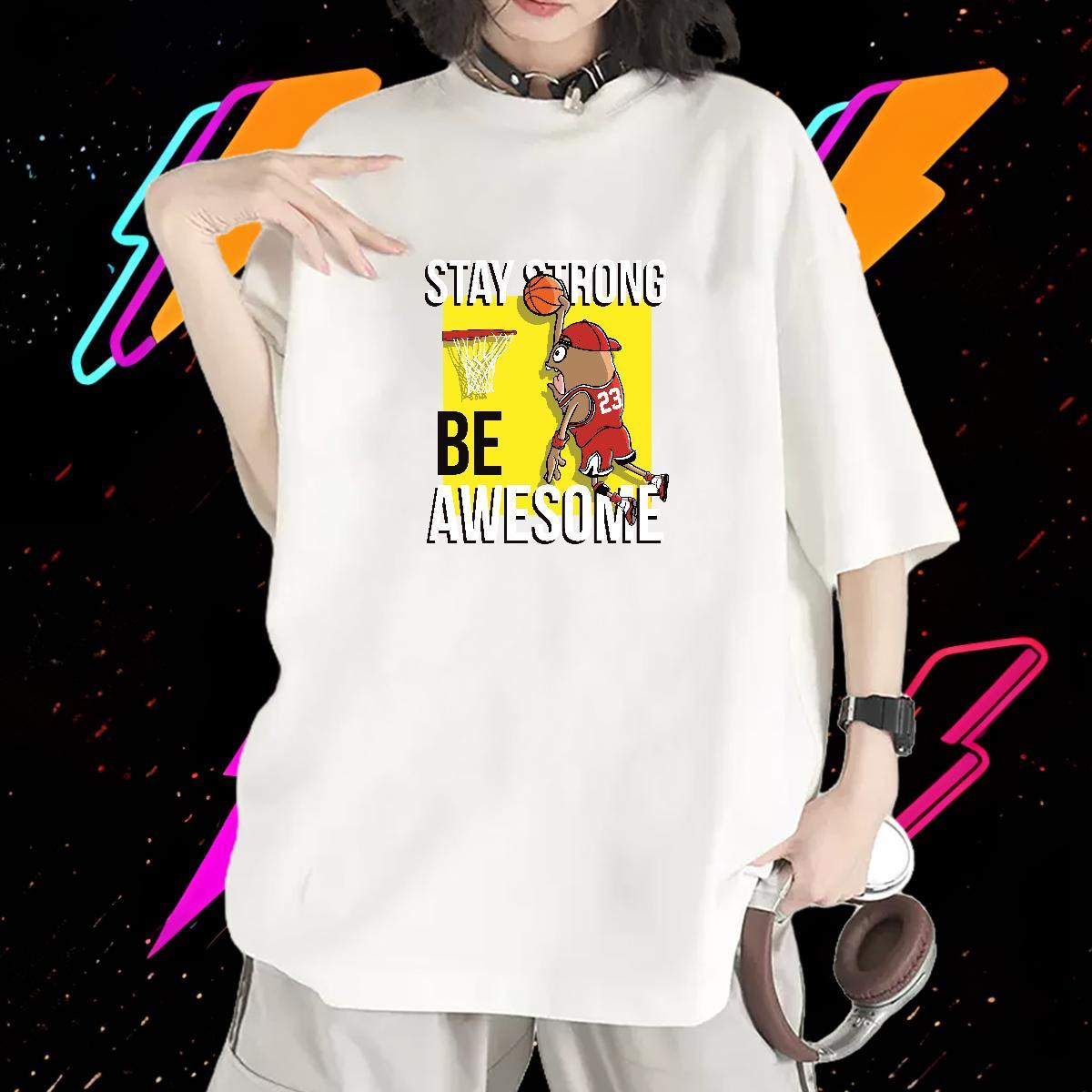 Loose fit Womens Tshirts 230g 100% Cotton role Casual Womens T Shirts Breathable Crew Neck DIY Anime Printed Tees