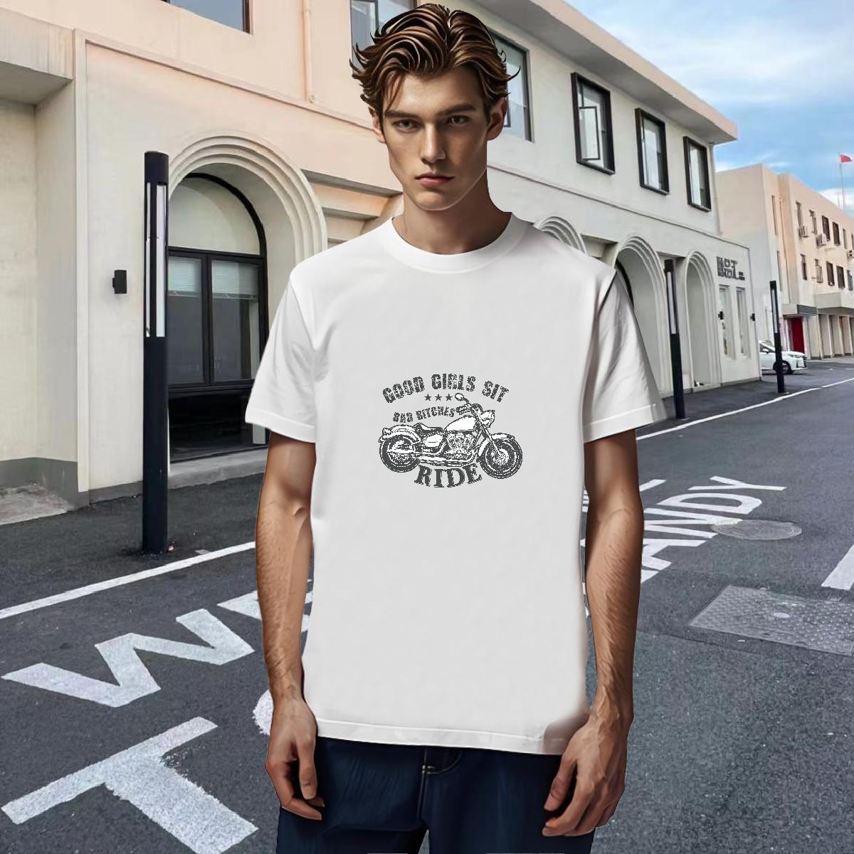 Designer Men Tees Spring Summer 230g 100% Cotton Custom Print Oversized Round Neck Short Sleeve motorbike T-Shirts for Men Fashion New Tops Shirt