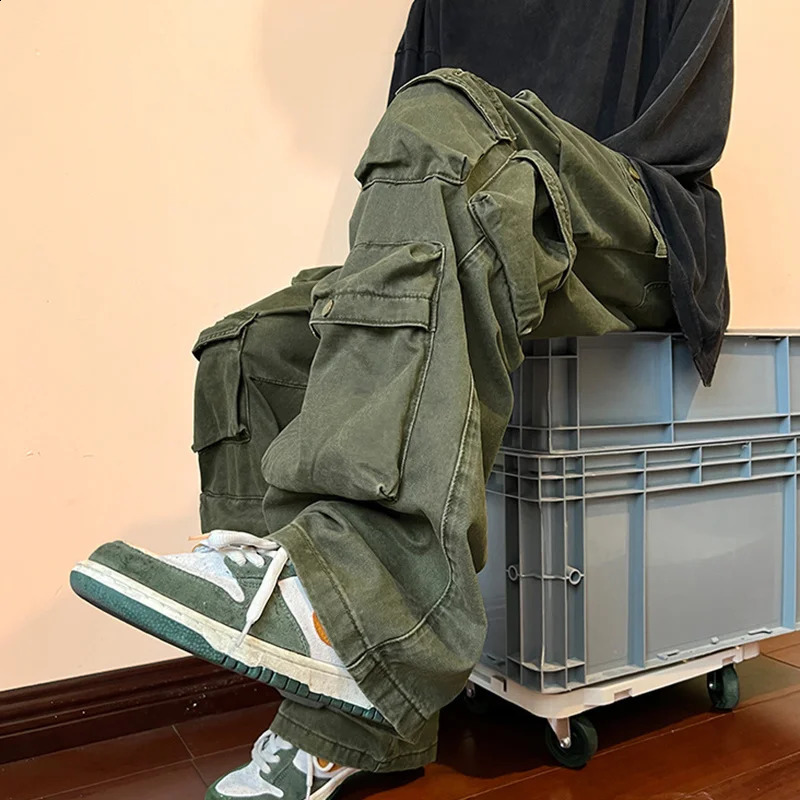 NOYMEI Y2k Mens Cargo Pants Multi Pocket Summer Streetwear Trousers Male Hiphop Overalls High Street Safari Style WA2046 240822