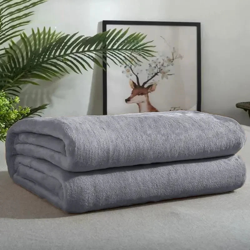 Fluffy Warm Super Soft Flannel Blanket Durable Office Bedspread Coral Fleece Solid Color Summer Blanket Thin Small 240822