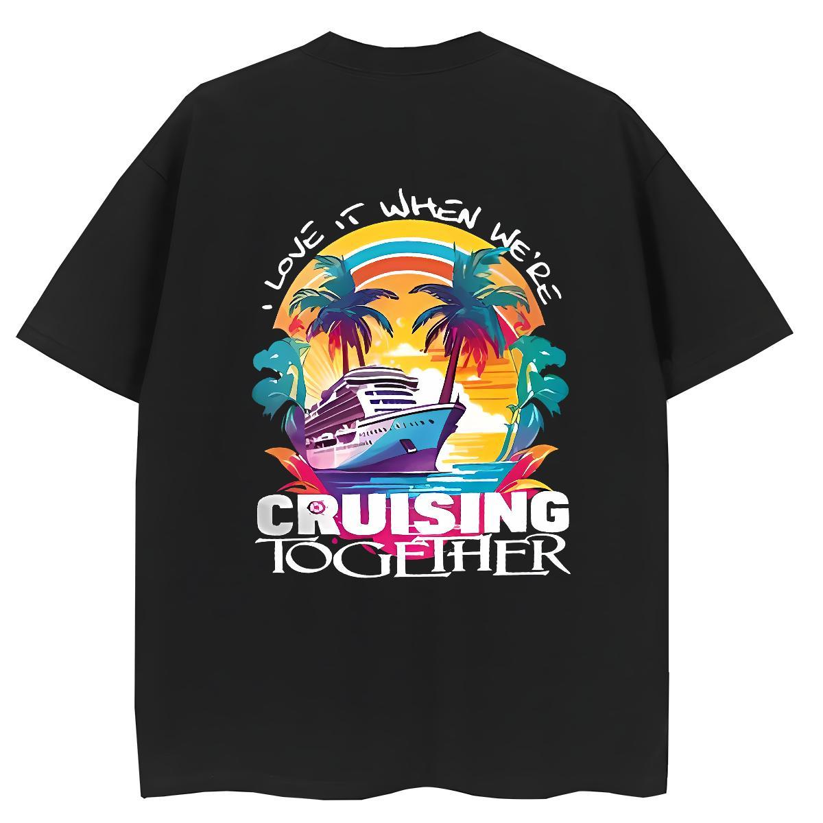 DIY Womens T Shirts 230g 100% Cotton Comfortable High Street Hip Hop cruise ship Couples T Shirts Soft Cartoon Anime Wear