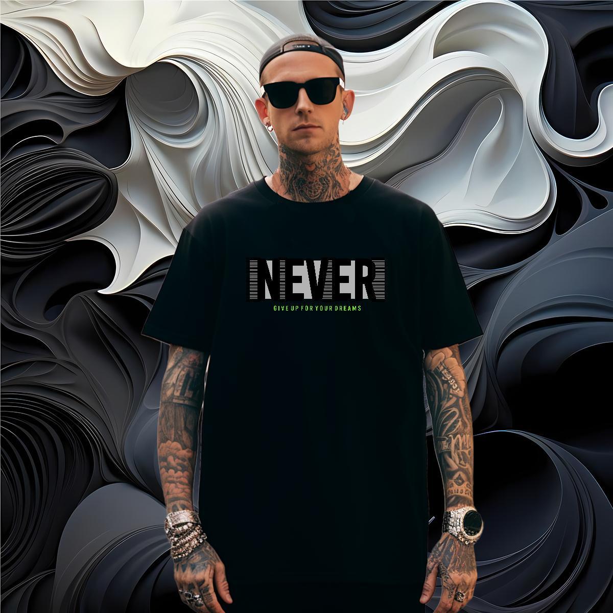 Designer never T-Shirts Casual Beach Men Tops Tees 230g Pure Cotton Designer Fashion Breathable Short Sleeve Plus Size Cartoon Tops Shirt
