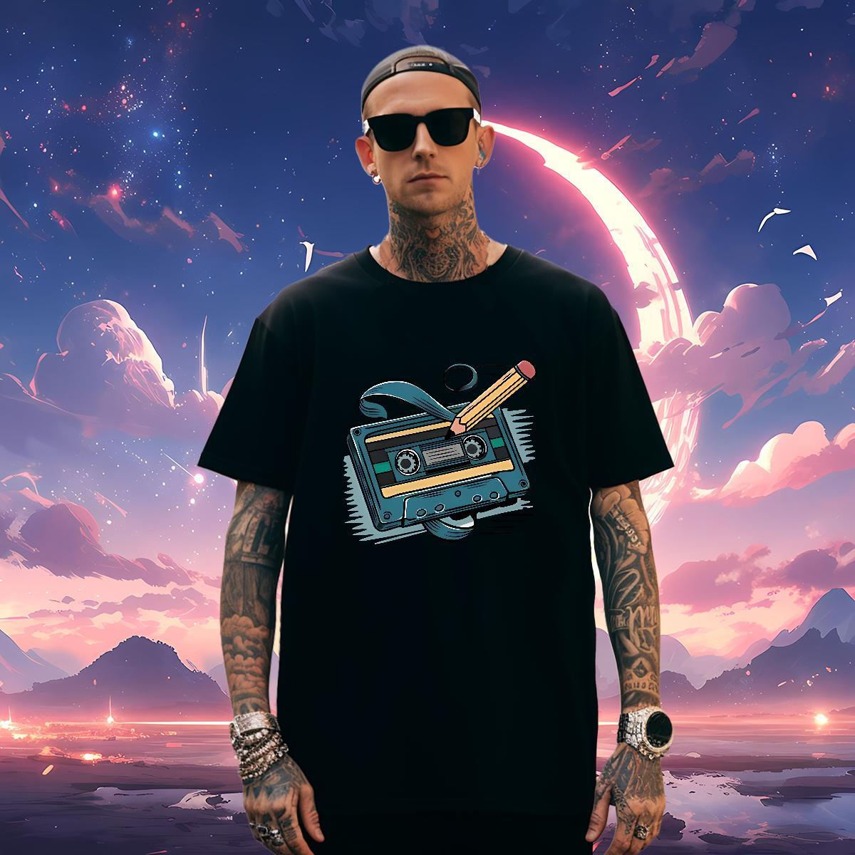 Wholesale radio Mens T Shirts Hip Hop Men Tshirts 230g 100% Cotton Classic Breathable Short Sleeve Anime Print Clothings