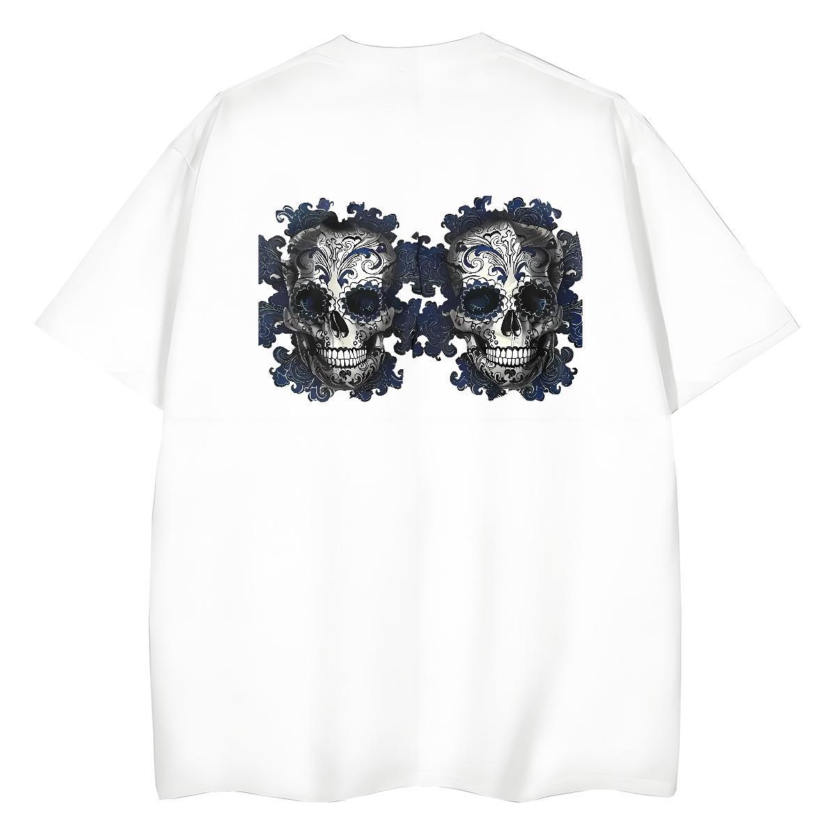 2024 Casual Women T Shirts 100% Cotton 230g Breathable Short Sleeve Street skull Womens Tshirts Nice Custom Print Oversized Tee Shirt