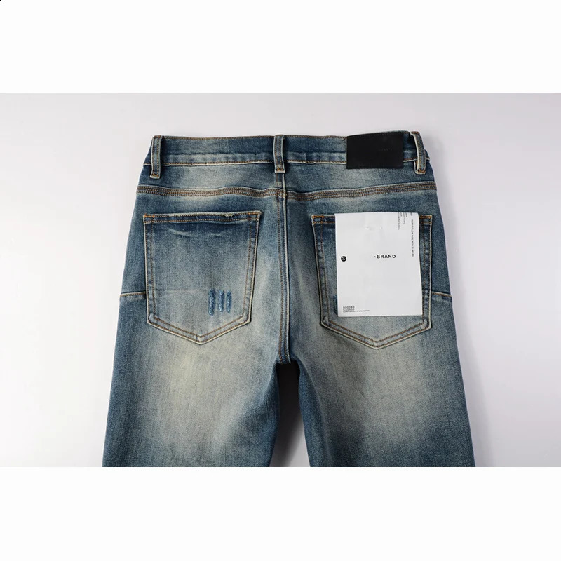 Summers Streetwear High Stretch Skinny Button Fly Classic Light Blue Ripped Moustache Jeans Pants 240822