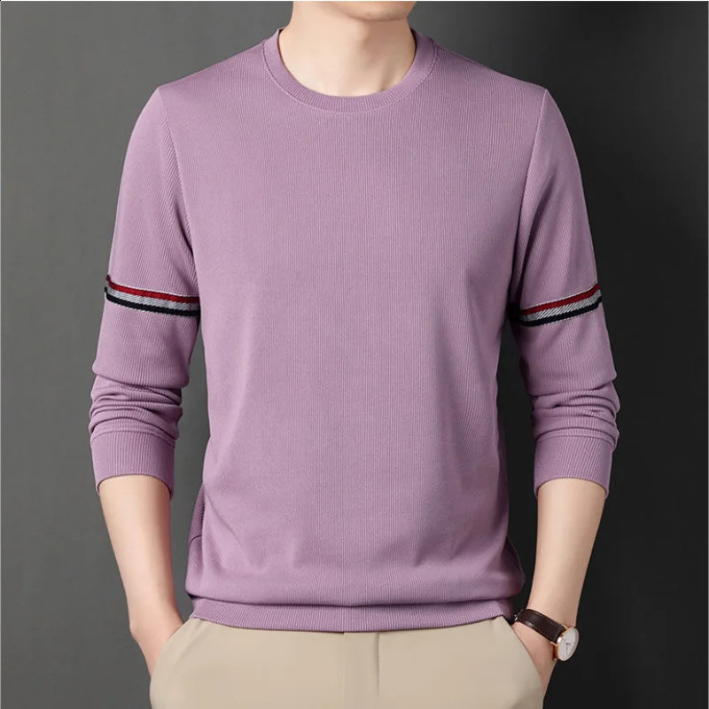 Autumn and winter mens simple long sleeved sweater with Korean stripes business leisure basic knitted bottom zipper top 240821