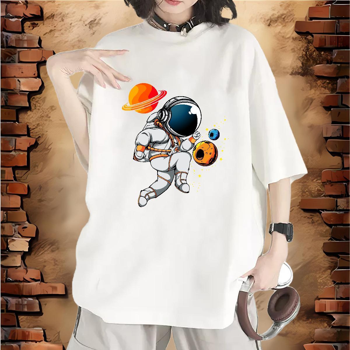 High quality Tshirt for Man Woman 230g Cotton cosmonaut Sports Casual T shirt Breathable Short Sleeve DIY Anime Tops