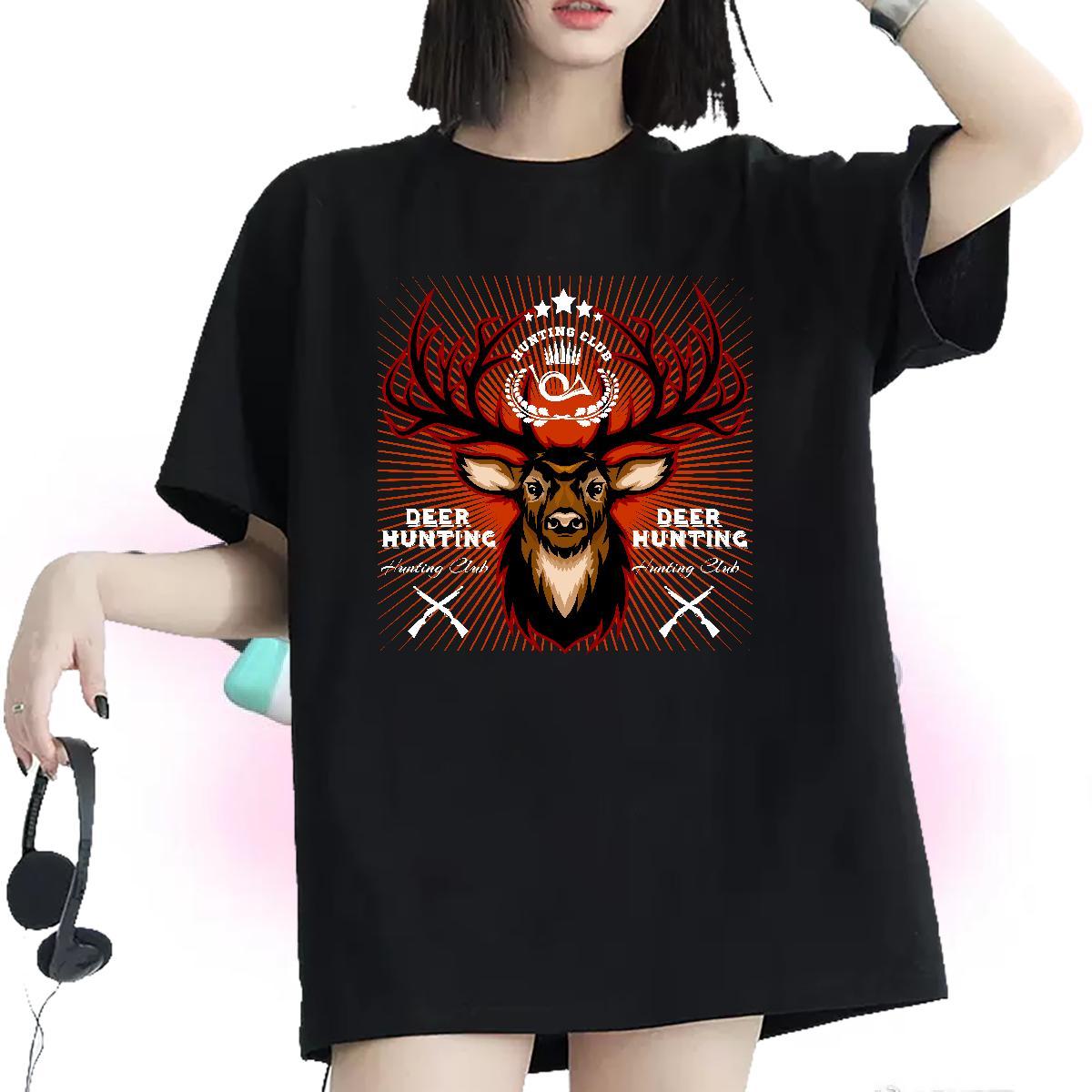 Fashion Casual Woman T Shirts Breathable 100% Cotton 230g Couples T Shirts Plus Size Custom deer Street Unisex Clothings