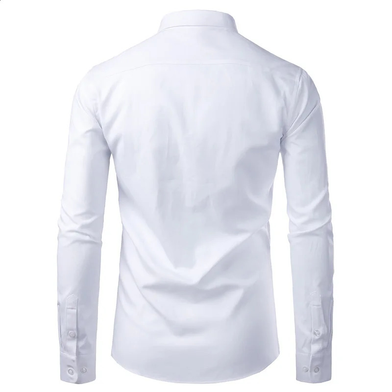 Mens White Oxford Cotton Dress Shirts Casual Button Down Slim Fit Shirt Men Long Sleeve Formal Business Top Blouse Chemise Homme 240822