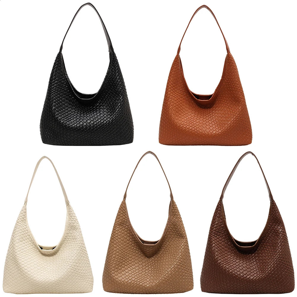Womens Shoulder Bag Large Capacity Casual Bag with Pocket PU Womens Handbag Soft Backpack Stray Bag 240904