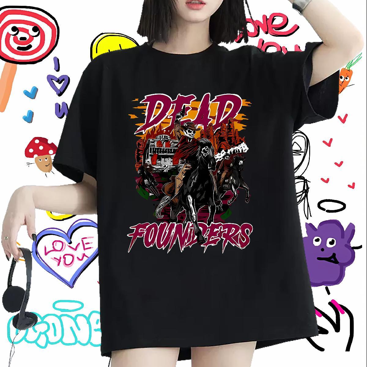 Stylist T Shirts Women 100% Cotton 230g Short Sleeve O-Neck High Street Hip Hop horse riding Tshirt for Man Woman Loose fit Custom Print Plus Size Tee