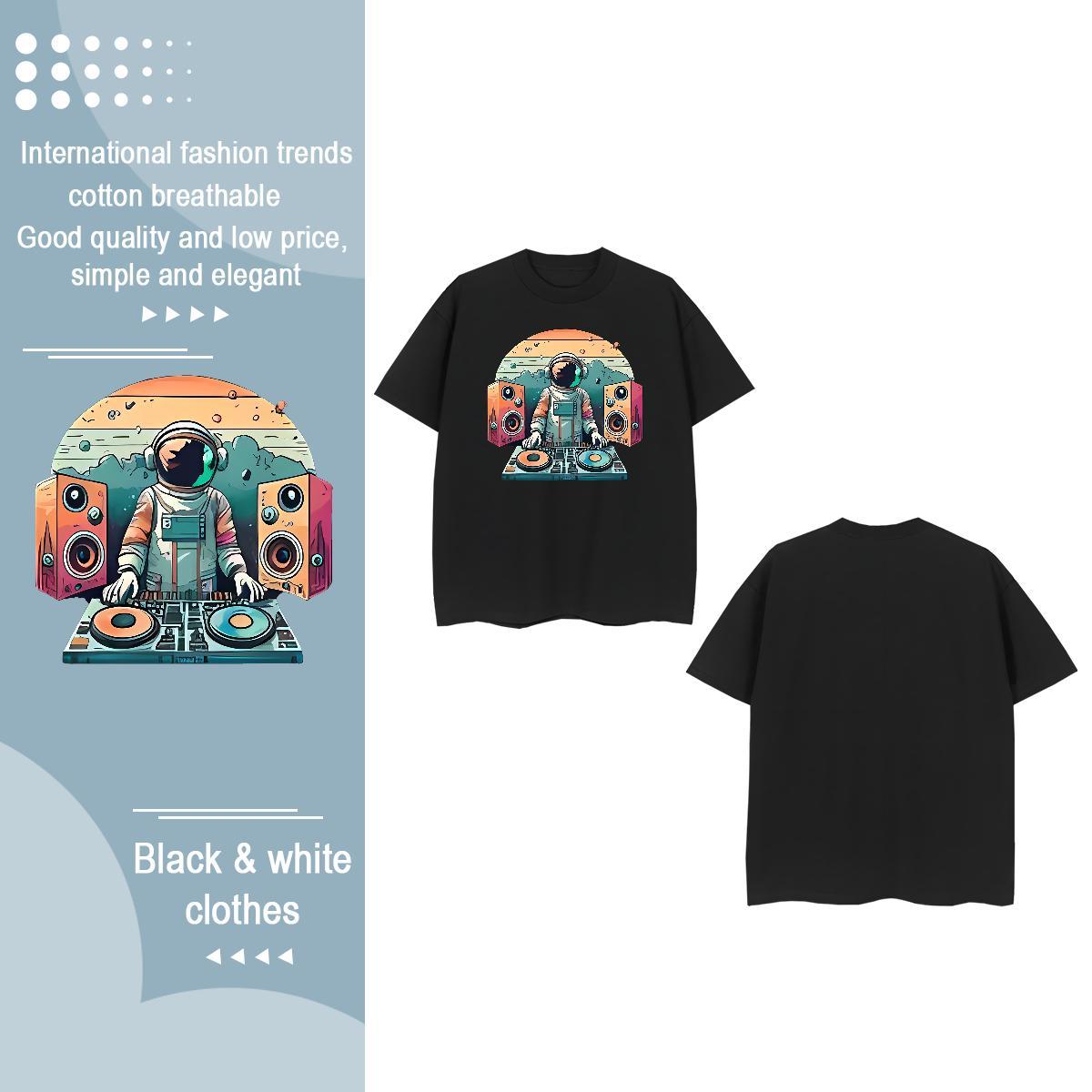 2024 T-Shirts for Women O Neck Short Sleeves 230g Cotton Unisex Tshirts Anime Print spaceman Street Casual Designer Nice Tees