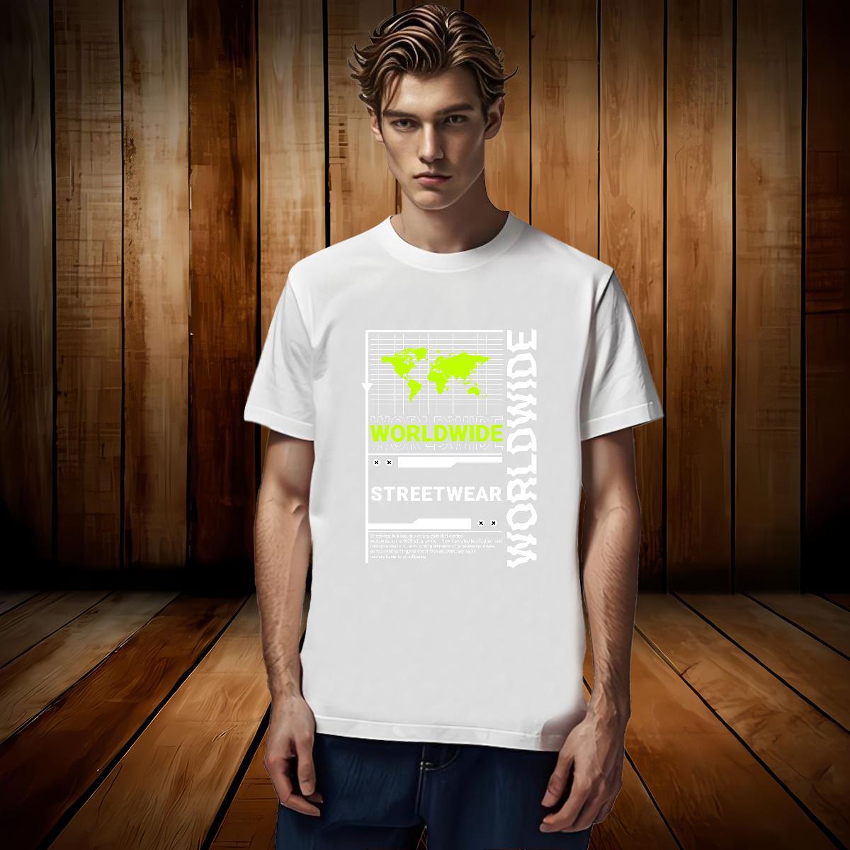Unisex worldwide T Shirts Men Daily Wear Couples T Shirts 230g 100% Cotton Fashion Design Short Sleeve O-Neck DIY Logo Oversized Tops Tees