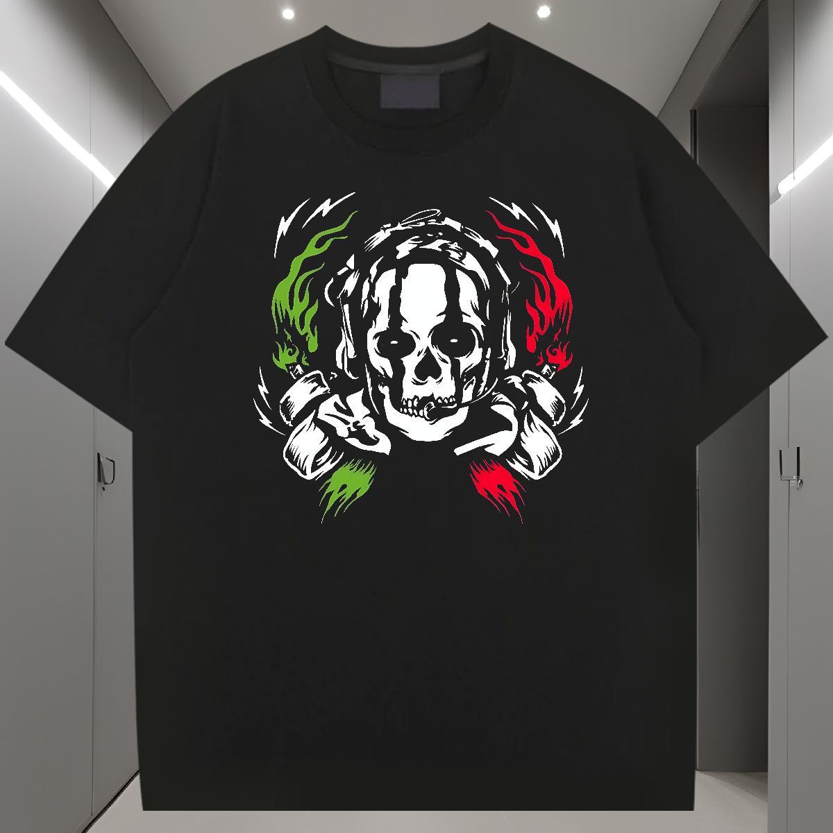 Fashion Casual Casual Daily Wear Mens Tshirts scary Breathable 230g Cotton T shirt Loose Cartoon Print Tees