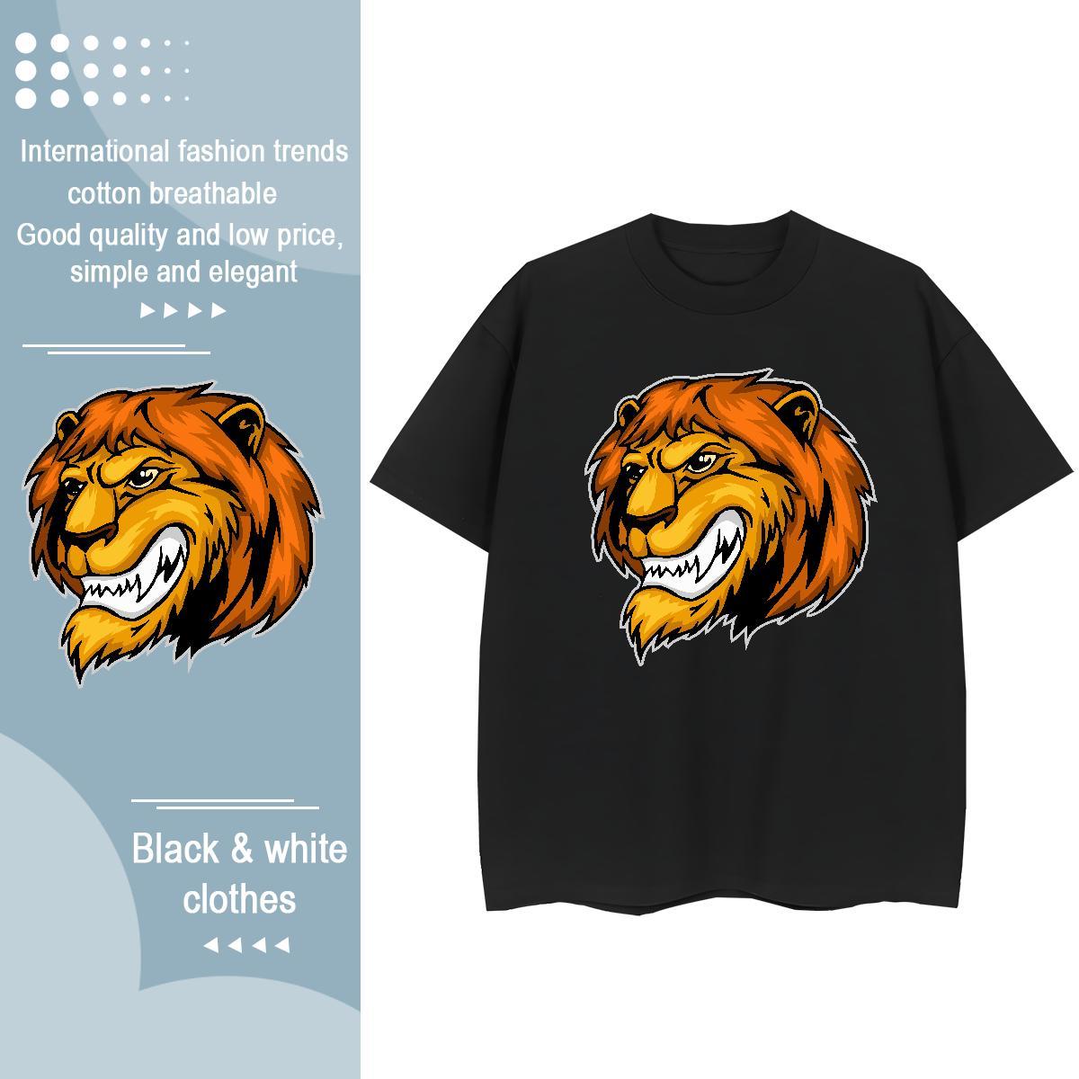 Fashion New T Shirt For Woman Breathable Crew Neck 230g 100% Cotton Woman Tshirt White Plus Size lion Summer Casual Popular Top Shirts