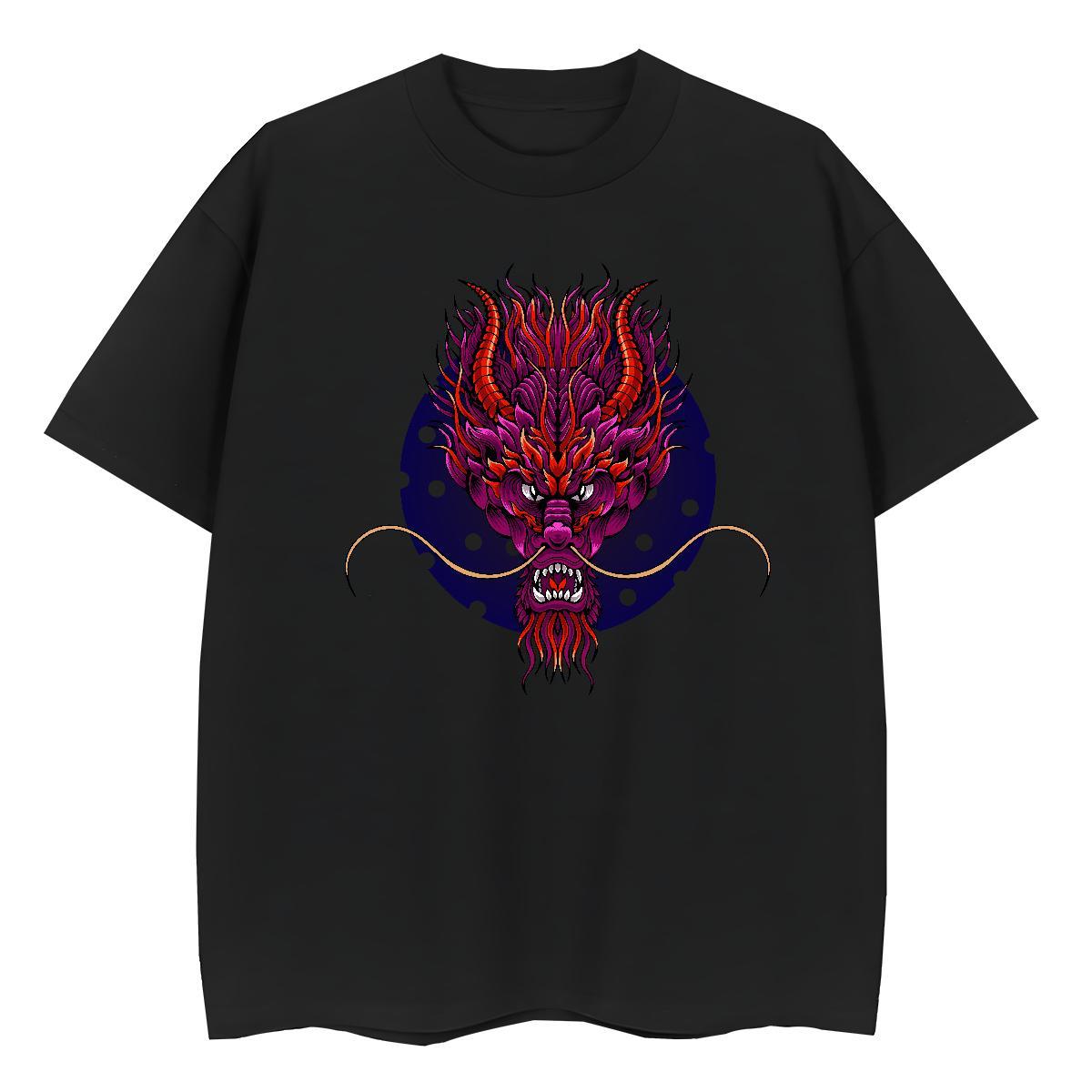 New Woman T Shirts 230g 100% Cotton Breathable Crew Neck Casual dragon Lady T shirt 5A Cartoon Anime Tee Shirt