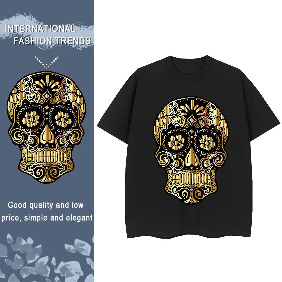 New T Shirts Women 230g 100% Cotton O Neck Short Sleeves Street Wear skull Lady T shirt Comfortable Custom Print Oversized Top Tees