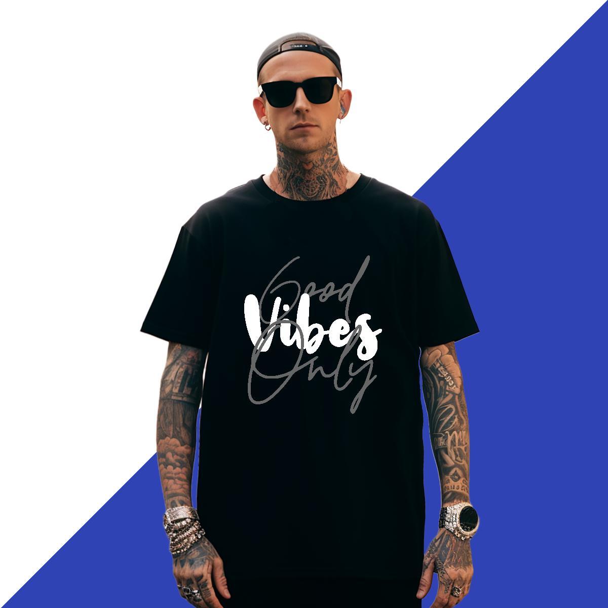 Popular Mens Tshirts Sport 230g Cotton DIY Anime Breathable Crew Neck letter T-Shirts Classic Casual Tops Tees