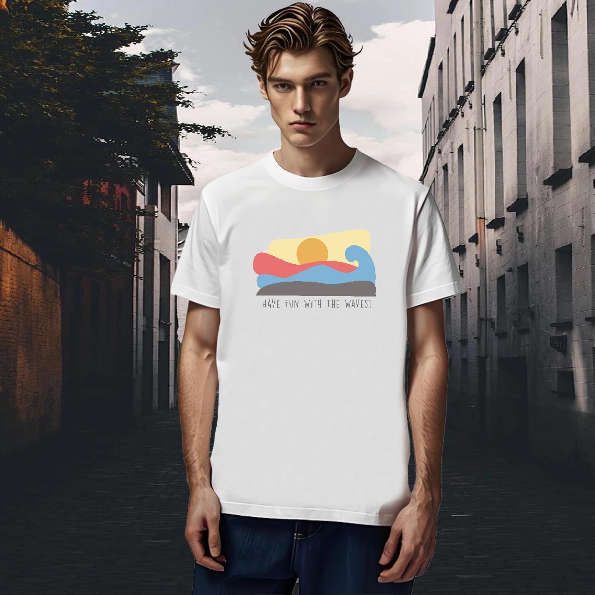 Classic Men Tees Summer Casual 100% Cotton 230g Cartoon Printing L-4XL O-Neck Short Sleeve beach T shirt 2024 DIY Polos