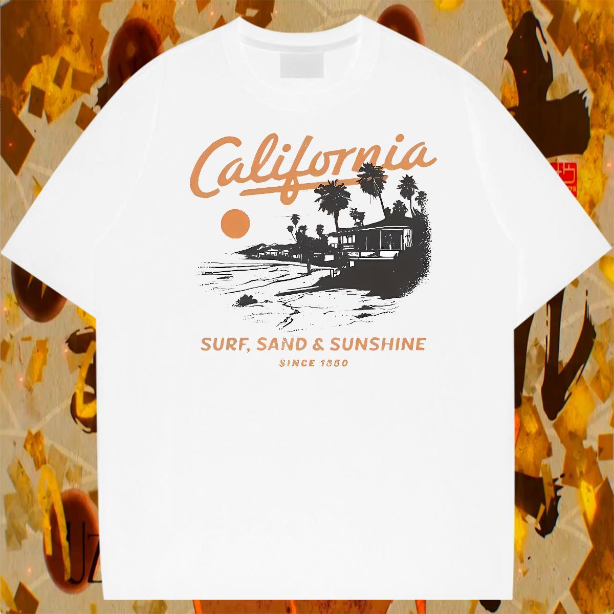 Casual New Beach Men Tshirts tree Breathable Crew Neck 230g Cotton T shirt Soft DIY Tops Tees
