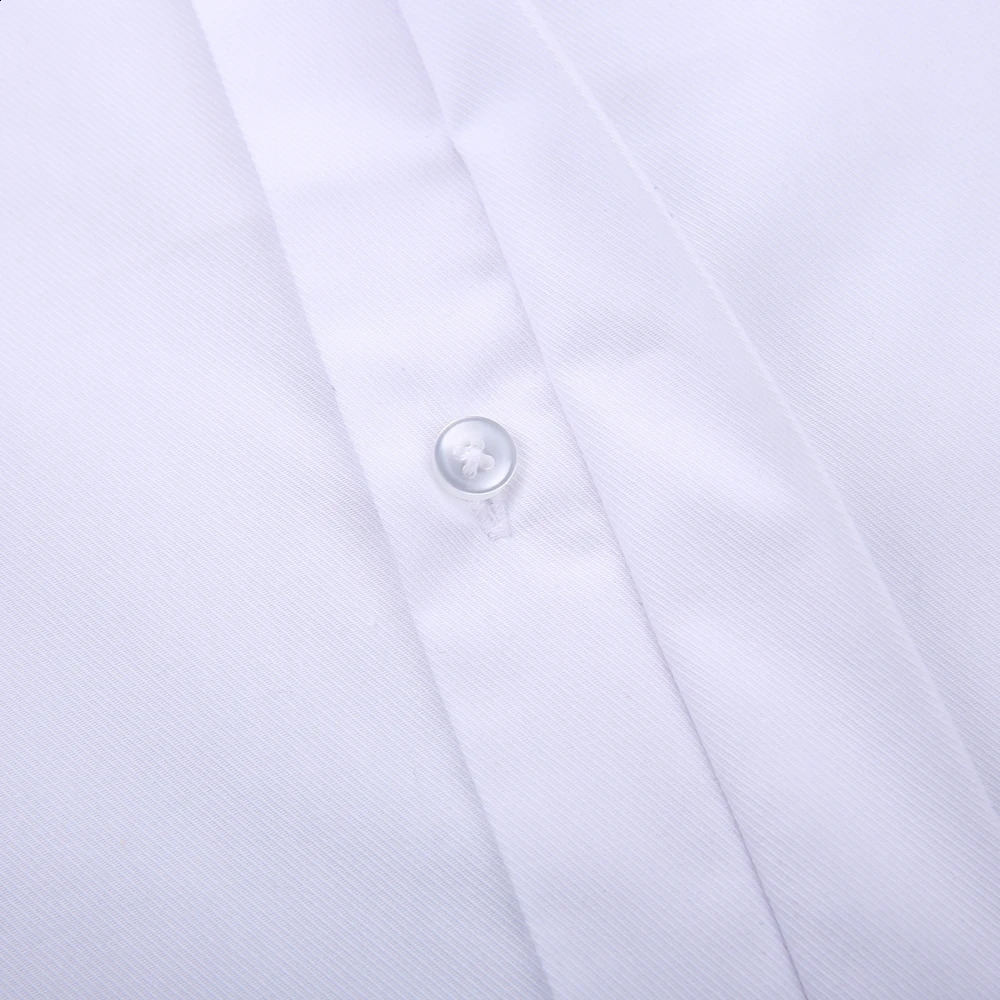 Mens Classic French Cuff Hidden Button Dress Shirt Long-sleeve Formal Business Standard-fit White Shirts Cufflinks Included 240822