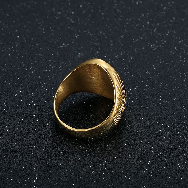 Casting Jesus Face Ring 316L Stainless Steel Gold Plated with Zircon Jewelry