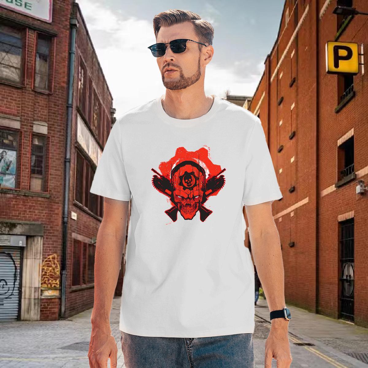 Fashion Casual Tshirts 230g Cotton Street wear Hip Hop skull Breathable Soft T Shirt For Man TOP Quality DIY Printed Tops
