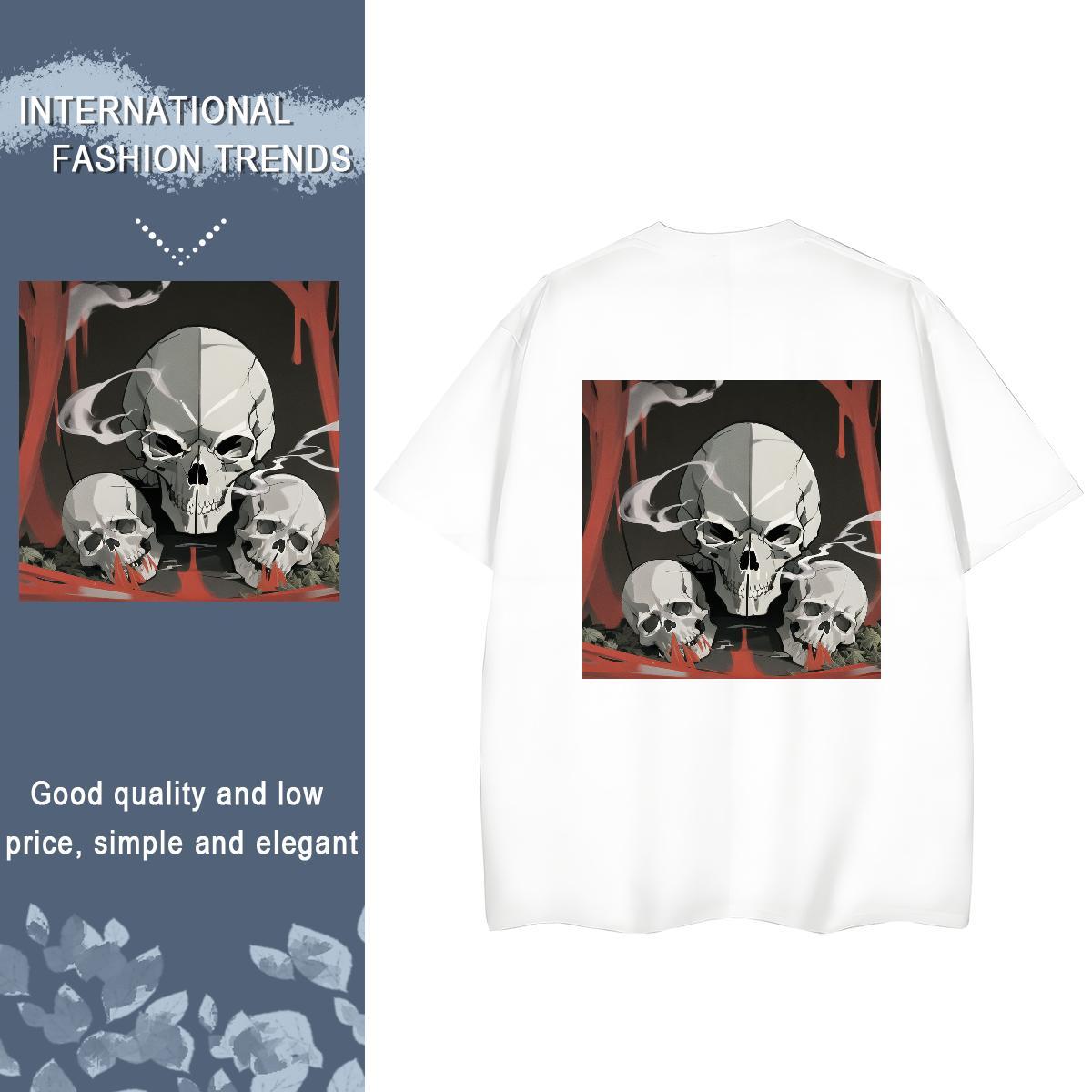 Brand T-Shirts 100% Cotton 230g Short sleeve Soft Casual Sport skull Couples T Shirts Free Shipping Cartoon Floral Printing Tops