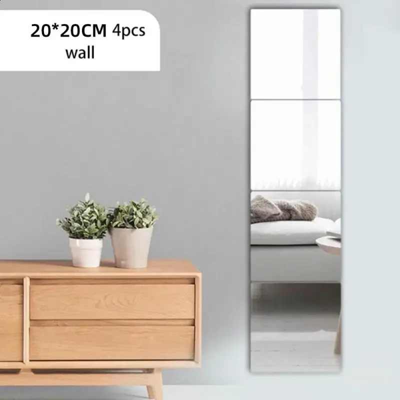 1-5pcs 3D Square Mirror Wall Stickers Self-adhesive DIY Square Mirrors Stickers Thicken Flexible Art Acrylic Home Room Decor 240822