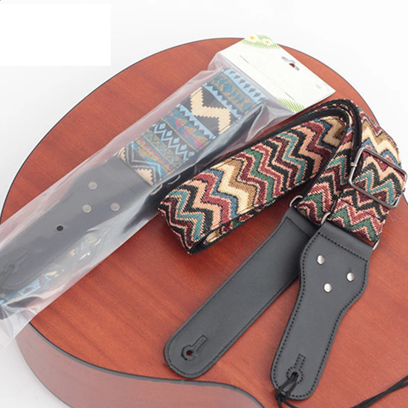 Guitar Strap Leather Head Adjustable Shoulder Strap For Guitar Electric Guitar Bass Guitar Parts Accessories Black Guitars 240821