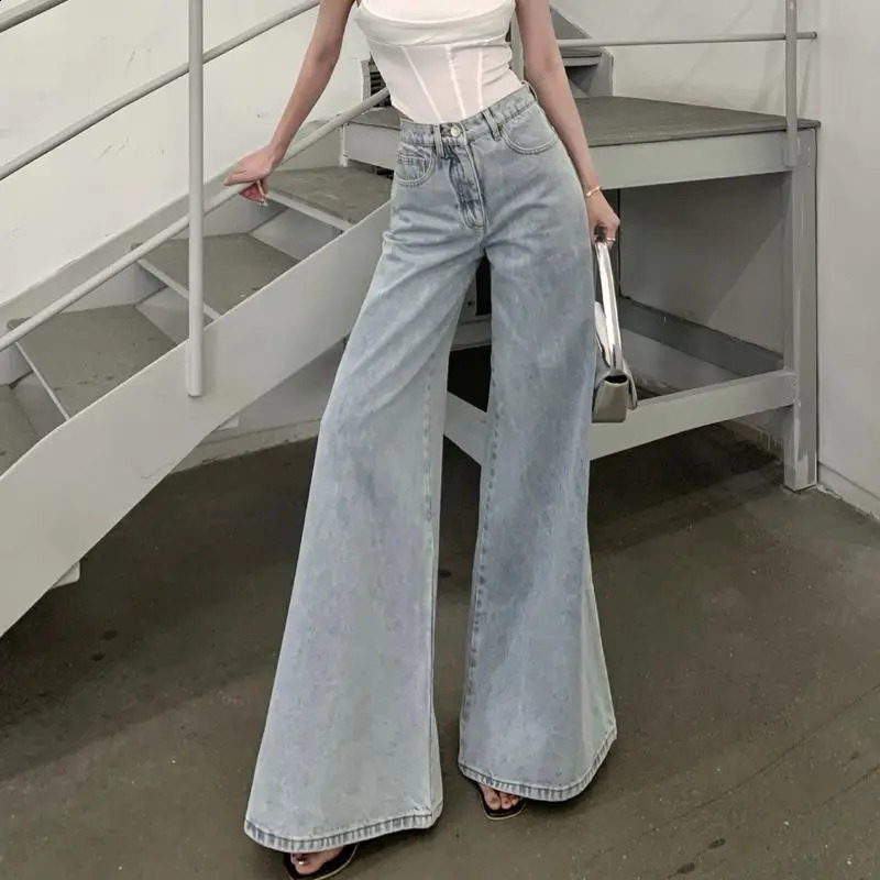 High Waisted Jeans Woman High Street Vintage Fashion Baggy Jeans Women Clothing Casual Wide Leg Women Jeans Pants 240821