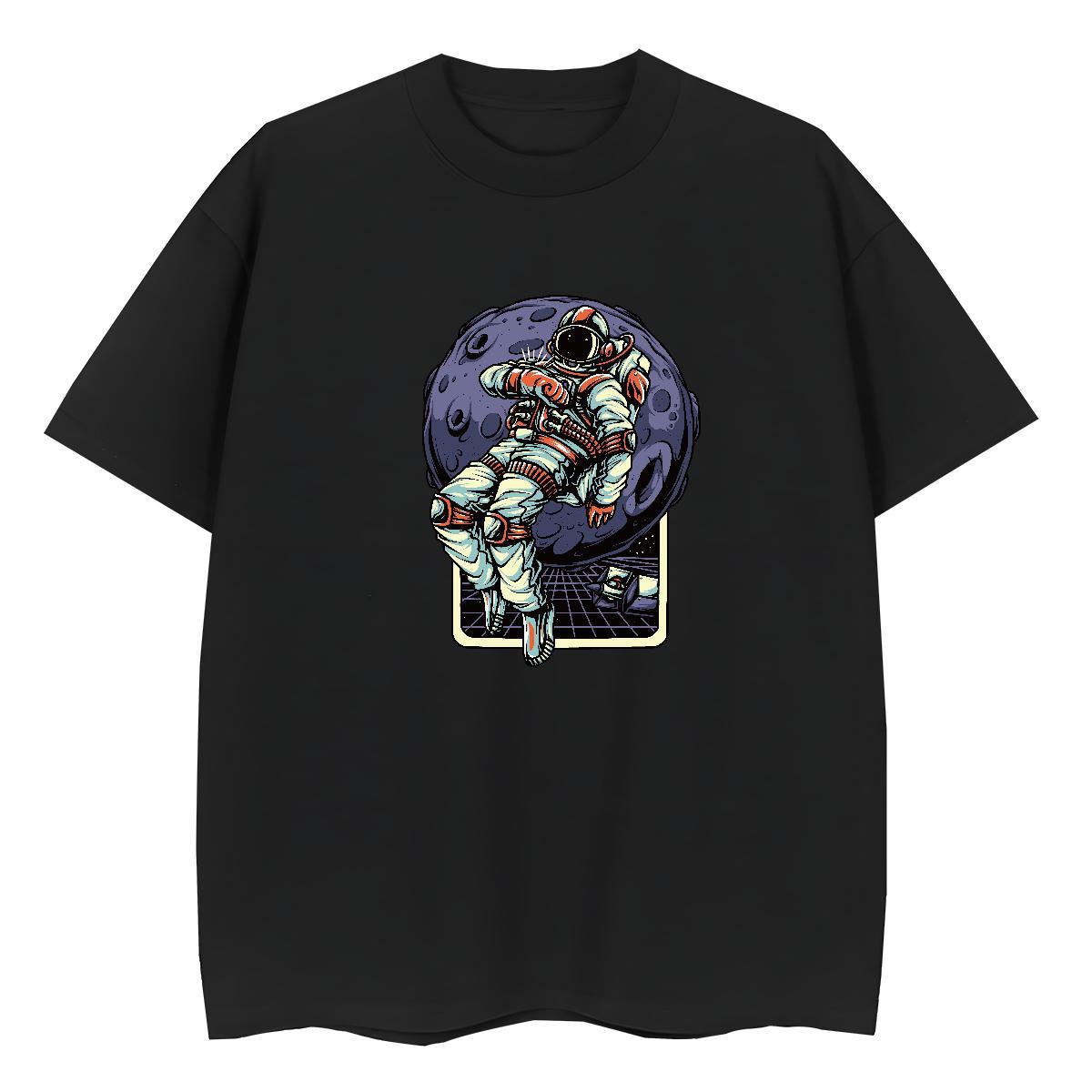 Wholesale Women Tees 230g 100% Cotton universe Sports Street Wear T shirt Short sleeve Soft Cartoon Printing L-4XL Polos